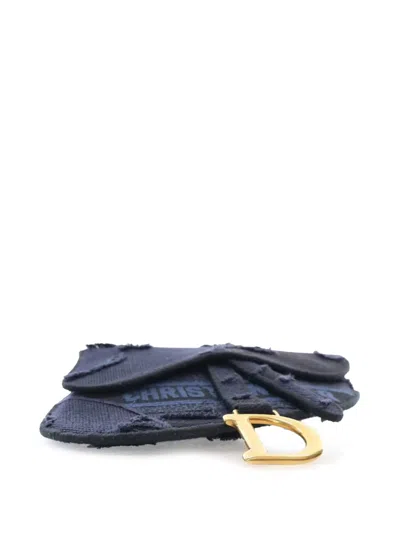 Pre-owned Dior 2019 Canvas Embroidered Camouflage Saddle Belt Bag In Blue