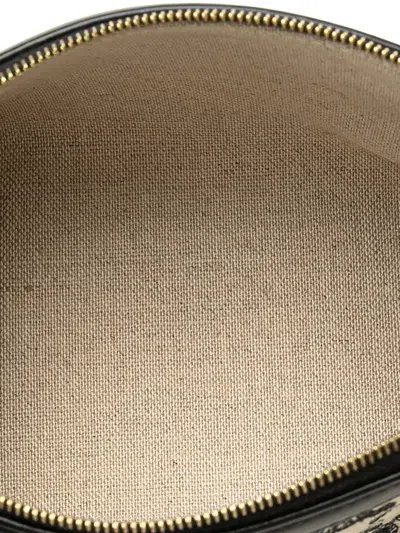 Pre-owned Celine 2021 Triomphe Emroidered Canvas Clutch On Chain Crossbody Bag In Brown