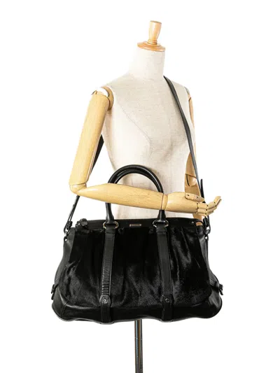 Pre-owned Celine 2007 Pony Hair And Calfskin Satchel In Black