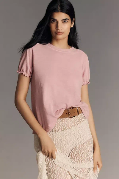 Pilcro The Bennie Cotton-slub Crew-neck Tee By : Puff-sleeve Edition