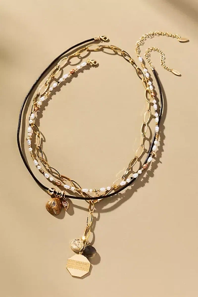 By Anthropologie Shades Of Sea Layered Necklaces: Charm Edition