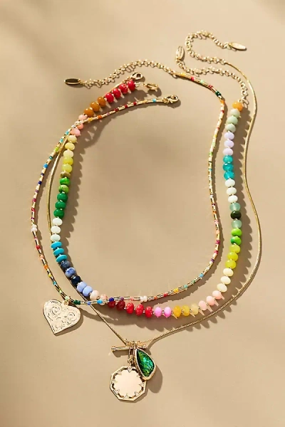 By Anthropologie Shades Of Sea Layered Necklaces: Charm Edition