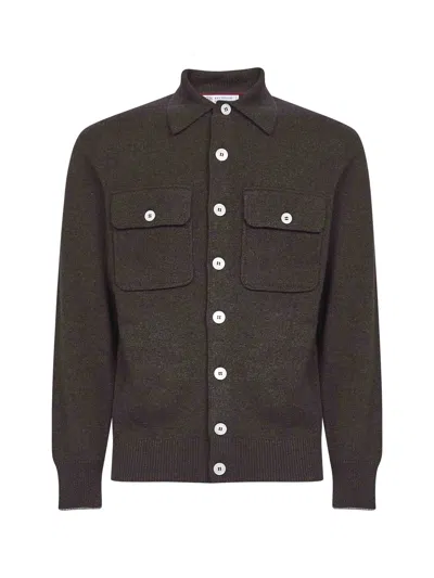 Brunello Cucinelli Long-sleeved Knitted Cardigan In Brown