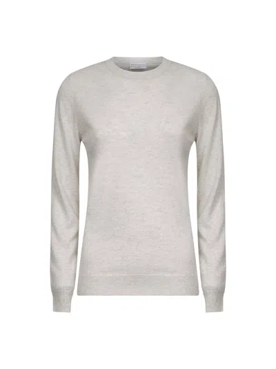 Brunello Cucinelli Ecru Cashmere Sweater With Monili