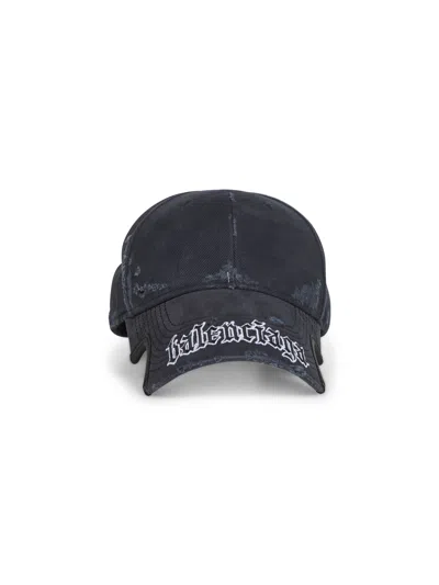 Balenciaga Black Drill Blackletter Script Cap In Black