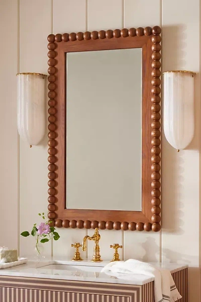 Anthropologie Mara Wood Bobbin Mirror In Brown