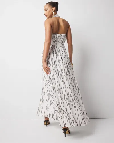 White House Black Market Petite Ikat Print + Lurex Maxi Halter Dress