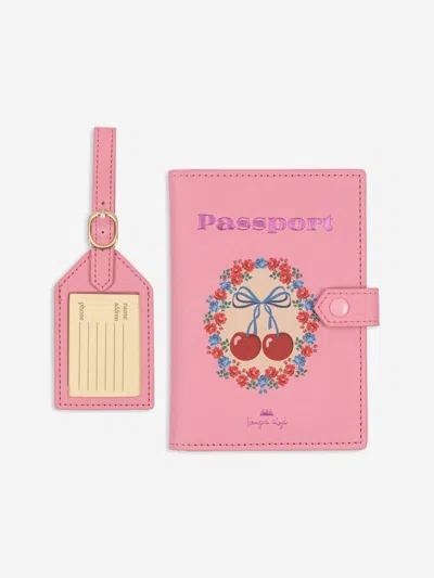 Konges Slojd Girls Cherry  Bow Voyage Travel Set In Pink