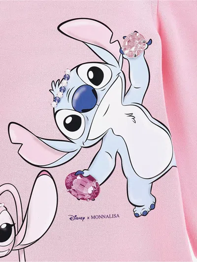 Monnalisa Stitch  Sweatshirt Dress In Pink