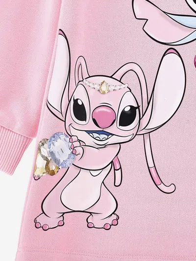 Monnalisa Stitch  Sweatshirt Dress In Pink