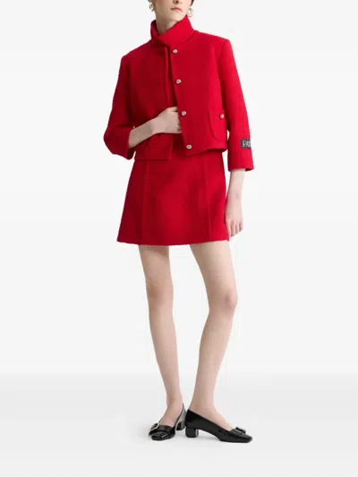 Patou Button-down Long-sleeved Casual Jacket In Red