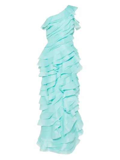 Saiid Kobeisy Layered Organza Dress In Blue