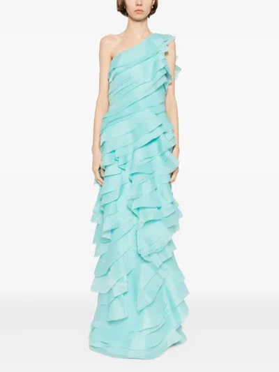 Saiid Kobeisy Layered Organza Dress In Blue