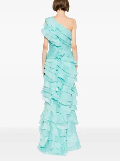 Saiid Kobeisy Layered Organza Dress In Blue