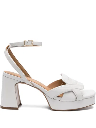 Pedro Miralles 90mm Platform Ankle-strap Sandals In White
