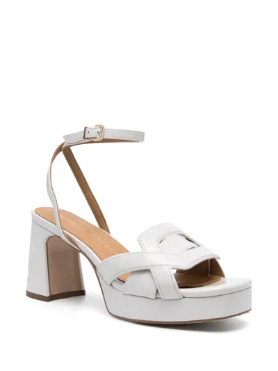 Pedro Miralles 90mm Platform Ankle-strap Sandals In White