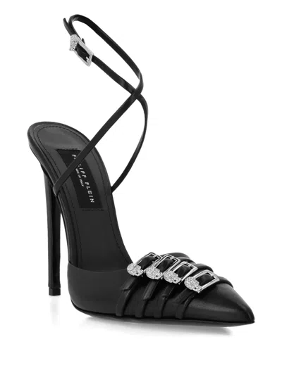 Philipp Plein Buckle-embellished Ankle-strap Pumps In Black
