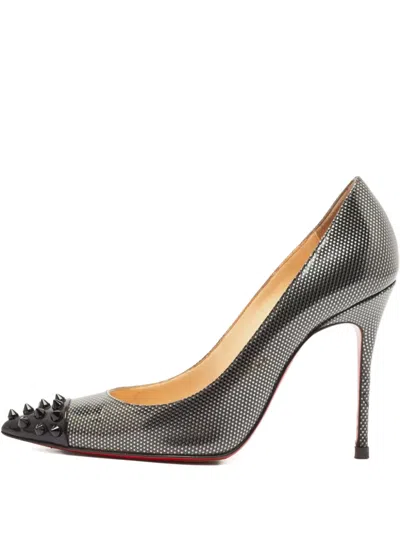 Pre-owned Christian Louboutin 110mm Geo Studded Pattern Pumps