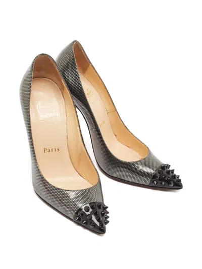 Pre-owned Christian Louboutin 110mm Geo Studded Pattern Pumps