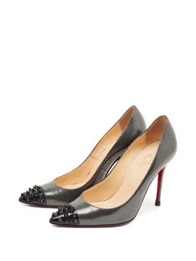 Pre-owned Christian Louboutin 110mm Geo Studded Pattern Pumps