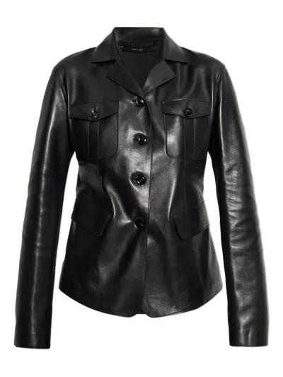 Tom Ford Long-sleeved Leather Jacket In Black