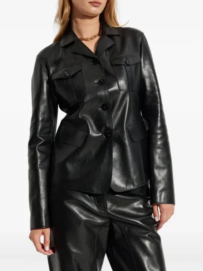 Tom Ford Long-sleeved Leather Jacket In Black