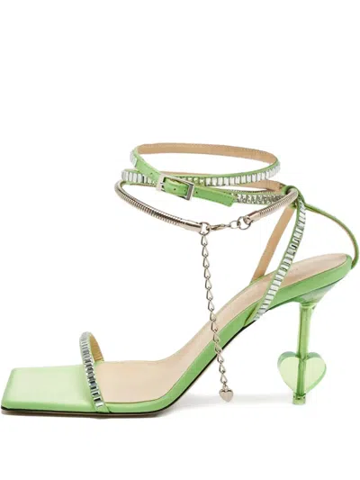 Pre-owned Mach&mach 90mm Crystal-heart Sandals