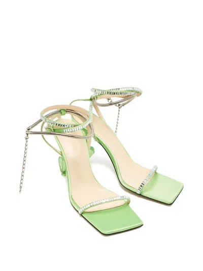 Pre-owned Mach&mach 90mm Crystal-heart Sandals