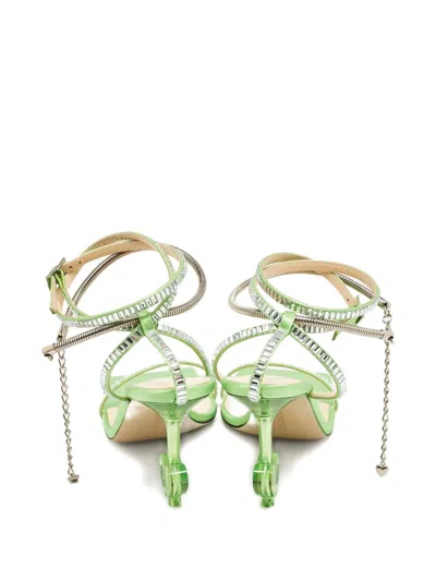 Pre-owned Mach&mach 90mm Crystal-heart Sandals