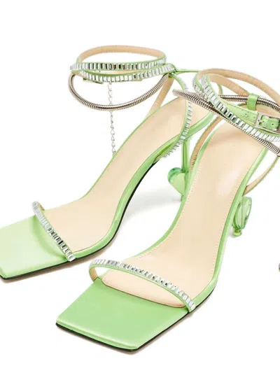 Pre-owned Mach&mach 90mm Crystal-heart Sandals
