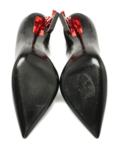 Pre-owned Saint Laurent Opyum Patent Leather Ysl Heel Pumps