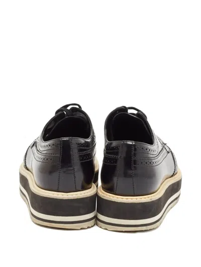 Pre-owned Prada Patent Leather Brogue Platform Derby Shoes