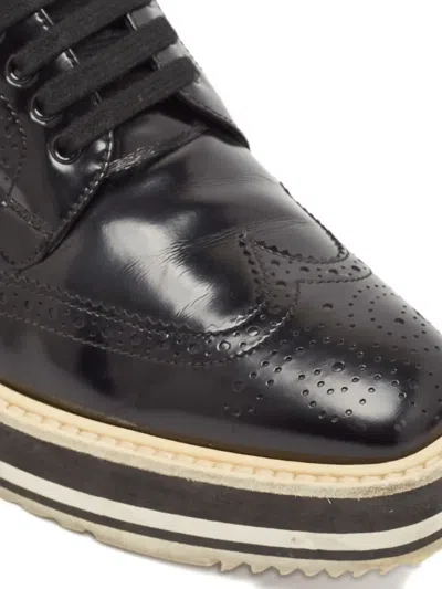 Pre-owned Prada Patent Leather Brogue Platform Derby Shoes