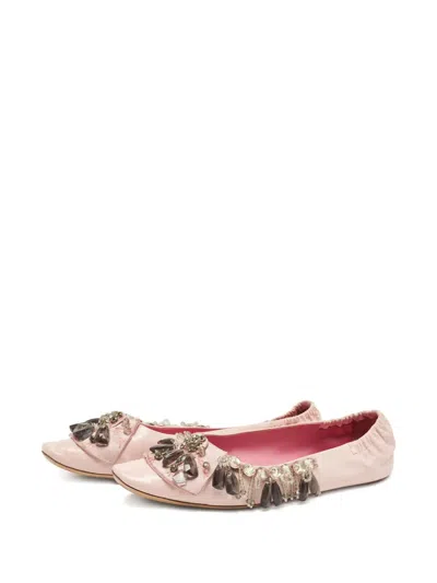 Pre-owned Louis Vuitton Crystal-embellished Ballet Flats