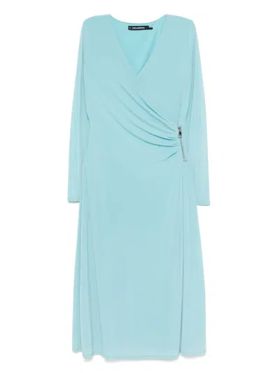 Karl Lagerfeld Zip-detail Wrap Dress In Blue
