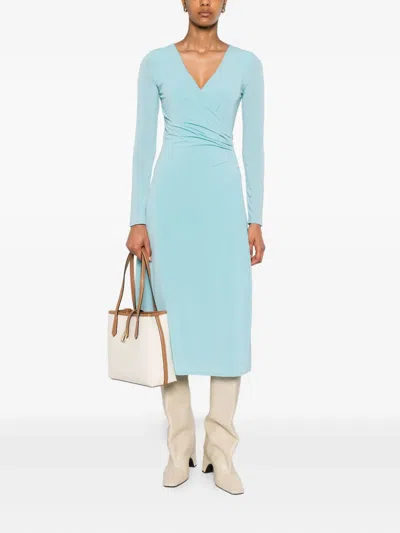 Karl Lagerfeld Zip-detail Wrap Dress In Blue