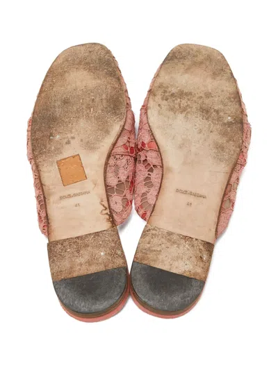 Pre-owned Dolce & Gabbana Lace-detailing Flat Mules