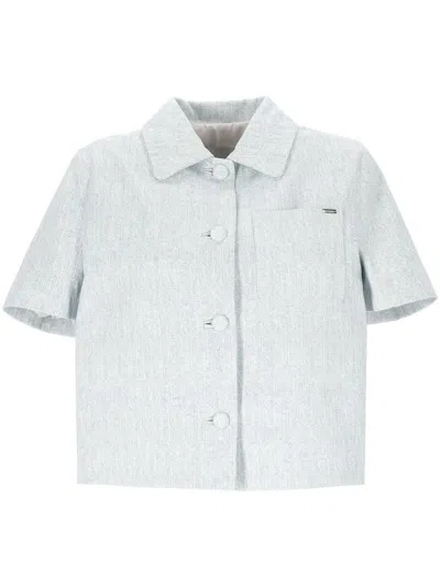 Cassell Light Blue Denim Bowling Shirt In Blue