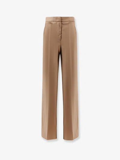 Max Mara Women Fernet Virgin Wool Trousers In Brown
