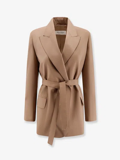 Max Mara Talento Virgin Wool Blazer In Brown