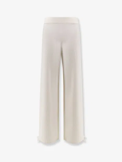 Max Mara White Stretch Knit Marzia Straight Trousers In White