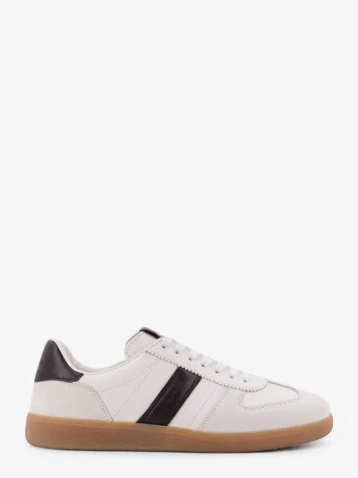 Tom Ford Archer White Low Top Sneakers With Logo Lettering On Tongue And Heel And Contrasting Heel In Leather In White