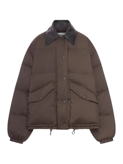 Miu Miu Short Down Jacket In Pongé Tec