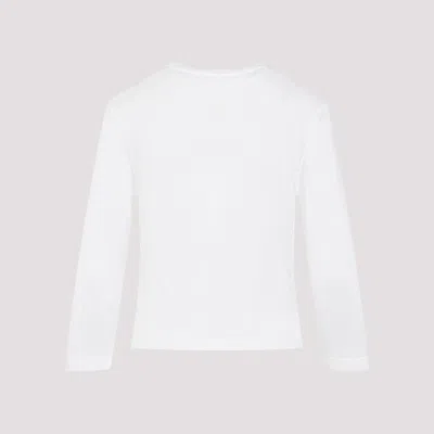 Jil Sander Button-up White Viscose Sweater With Floral Embellishment In White