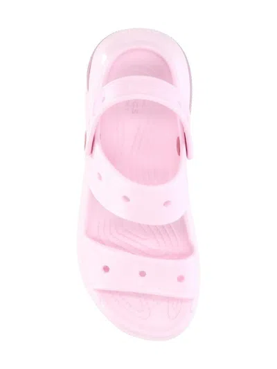Crocs Open Toe Flat Sandals In Pink