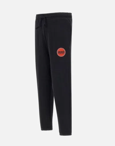Hugo Boss Hugo Dusufem Black Cotton Jogger Pant In Black