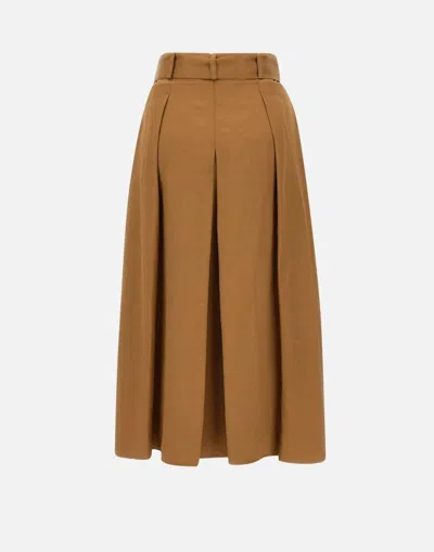 Kaos Pleated Midi Skirt In Brown