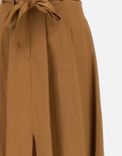 Kaos Pleated Midi Skirt In Brown
