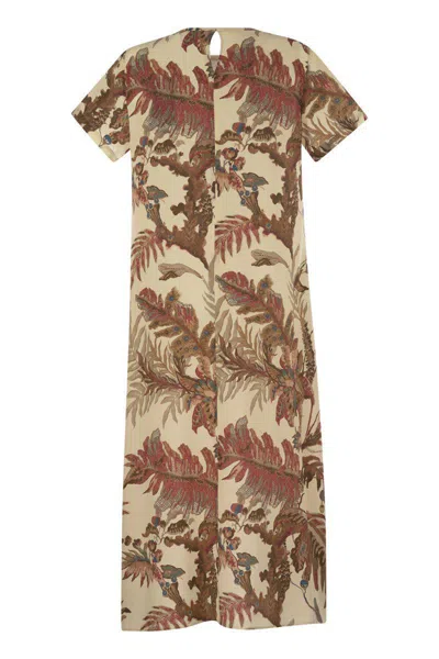 Weekend Max Mara Revere Printed Silk T Shirt Dress In Neutral