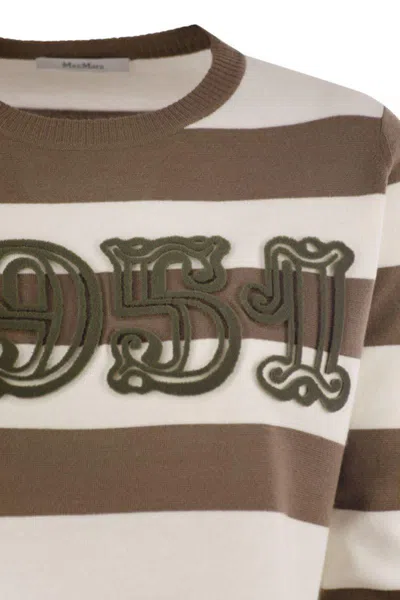 Max Mara 1951 Embroidery Wool Striped Sweater Clothing In Green